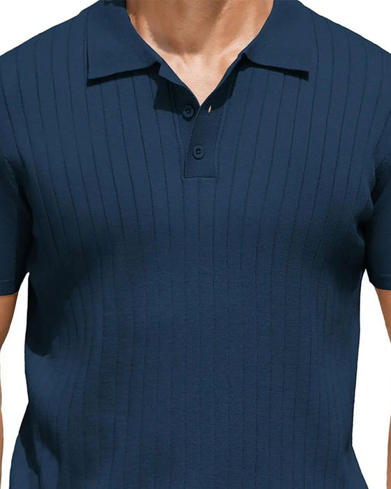 T-Shirt Geribbeld Gebreid Polo Kraag