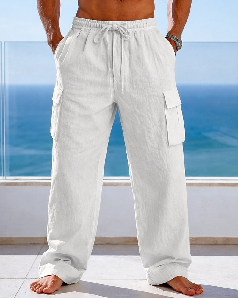 Heren Broek Trekkoord Effen Wijd Pijp