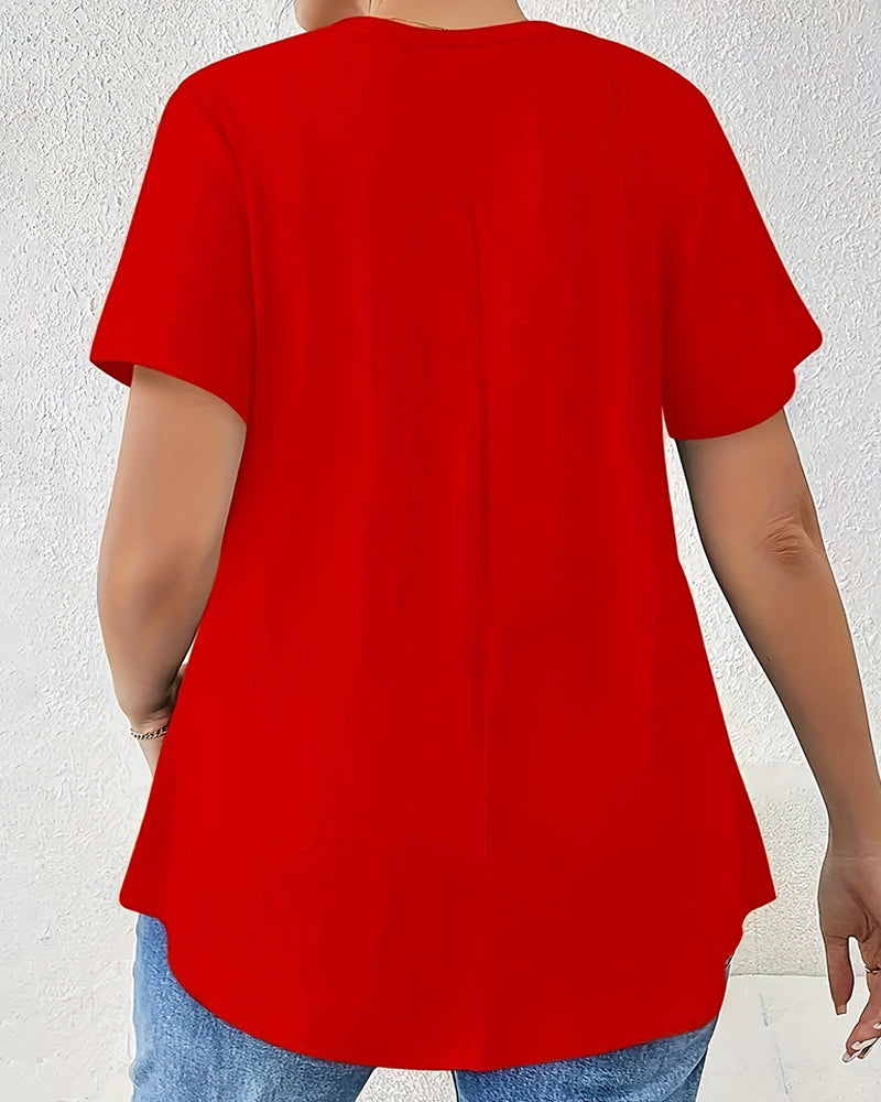 T-Shirt Effen Korte Mouw Kruisband