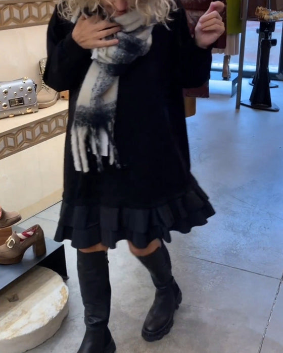 Jurk met een elegant silhouet en lange mouwen