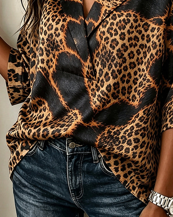 Blouse Slag Kruis Luipaard