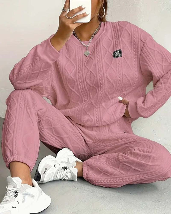 Tweedelig Set Gedraaid Jacquard Casual