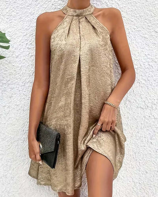 Jurk Lichte Luxe Mouwloos Off-Shoulder Halter