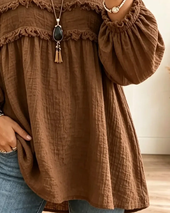 Blouse Effen Gerimpeld Casual