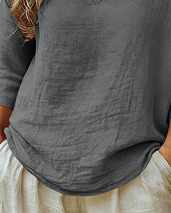 Blouse Drop-Shoulder V-Hals 3/4-Mouw
