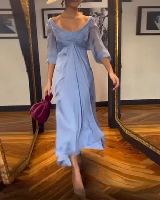 Effen kleur jurk met laag uitgesneden taille