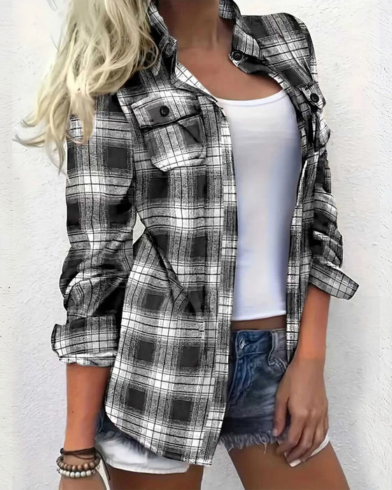 Blouse Casual Geruit Overhemd