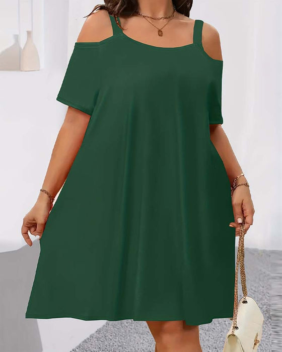 Jurk Effen Kleur Off-Shoulder A-Lijn
