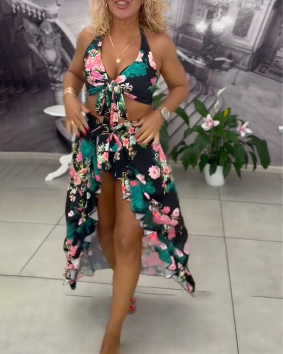 Zwempak Sexy Geprint Zonbeschermend Driedelig