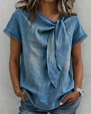 Blouse Korte Mouwen Vetersluiting