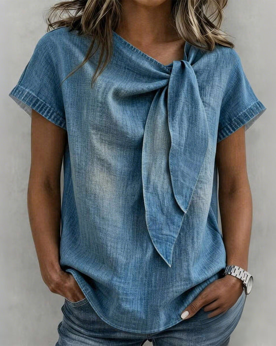 Blouse Korte Mouwen Vetersluiting