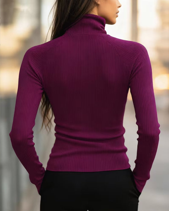 Top Turtleneck Rits Slim Fit