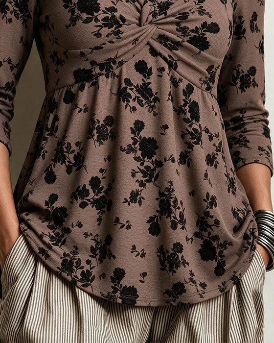 Top V-Hals Print Casual