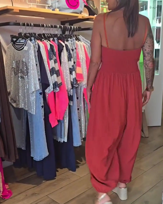 Jumpsuit Bandeau Spaghettibandjes Wijde Pijp