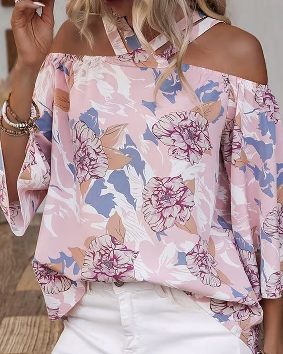 Blouse Bloemen Kruis Off-Shoulder