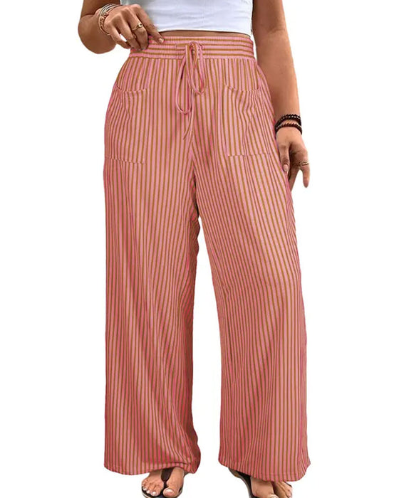 Gestreepte Lange Broek Midden Taille