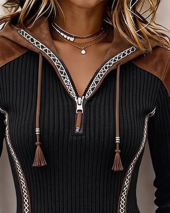 Top Capuchon Rits Casual