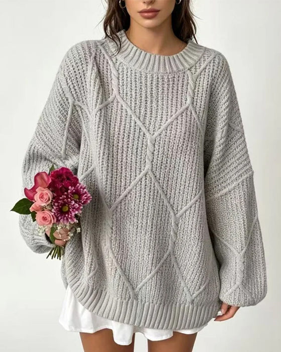 Pullover Effen Kleur Lange Mouwen