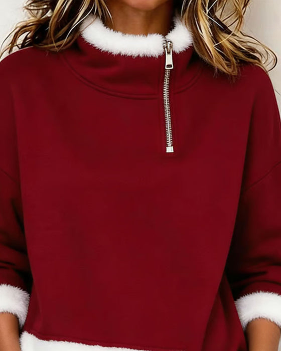 Sweatshirt Fleece Halve Rits