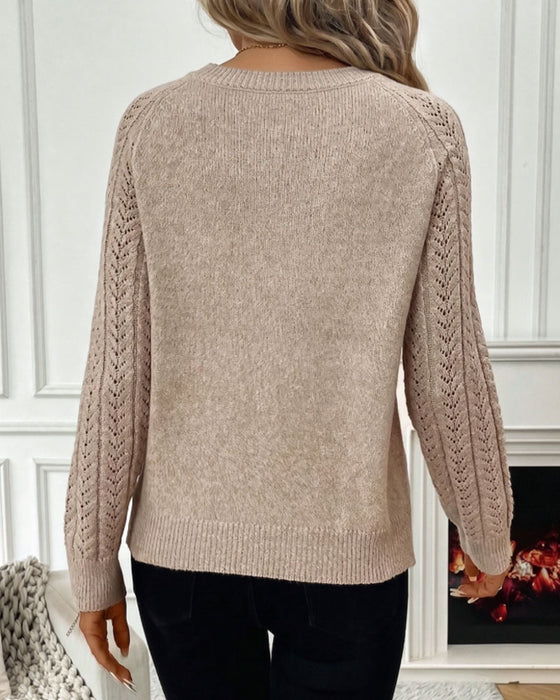 Pullover Ronde Hals Uitgesneden Mode
