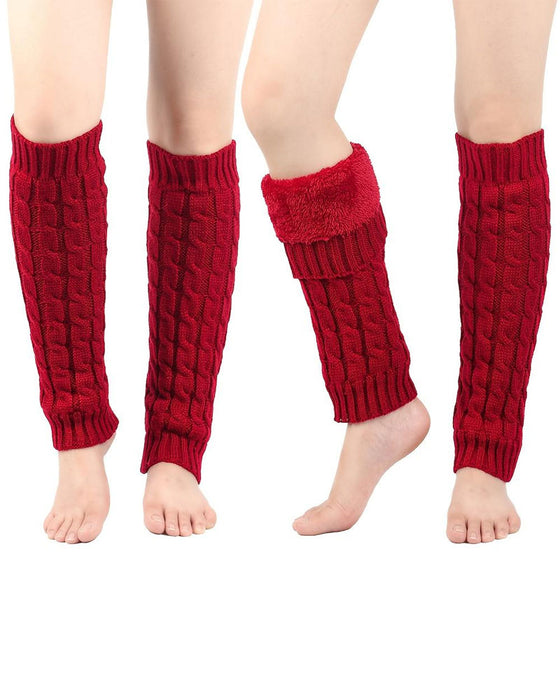 Fleece Gevoerde Kabelgebreide Beenwarmers Thermische Laarzenmanchetten