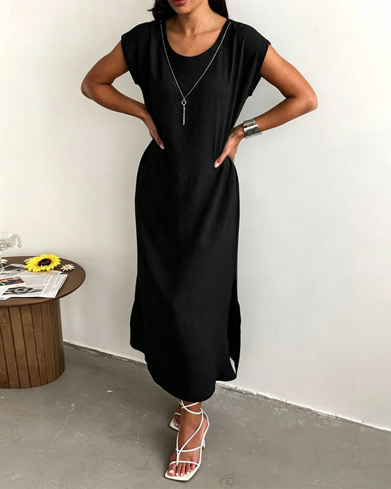 Jurk Midi Lengte Split Los