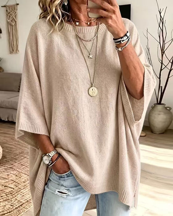 Pullover Losse Ronde Hals Effen