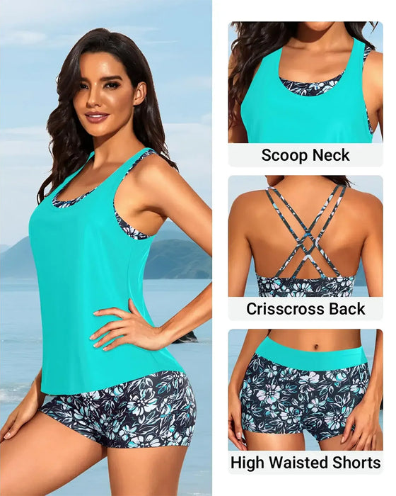 Tankini Bloemen Afdruk Driedelig