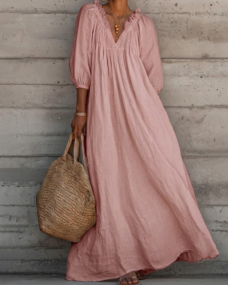 Jurk Puur Wit Ballon Mouw Volle Rok Maxi