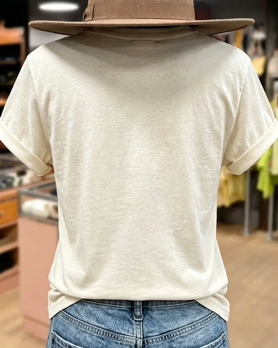 T-Shirt Met Retroprint, Korte Mouwen En Losse Pasvorm