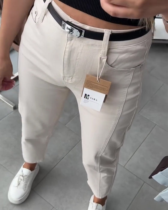 Broek Hoog Waist Casual Straight-Leg