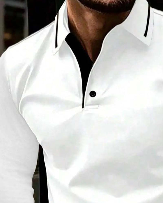 T-Shirt V-Hals Geribbeld Effen Kleur Heren