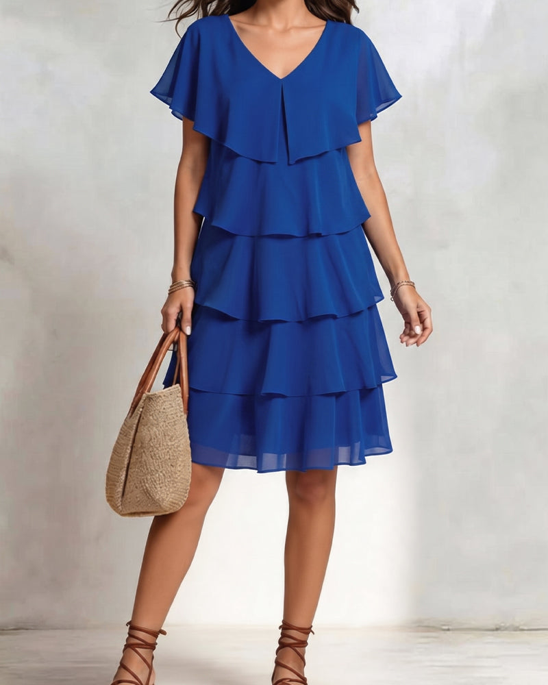 Jurk V-Hals Ruffle Casual