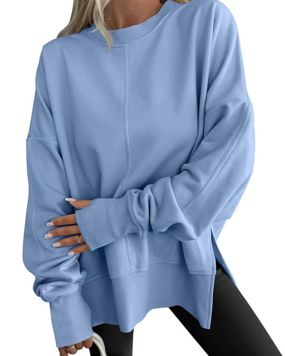 Sweatshirt Zijsplit Ronde Hals Los