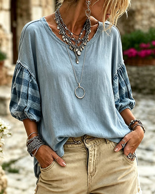 Blouse Rondhals Gestreept