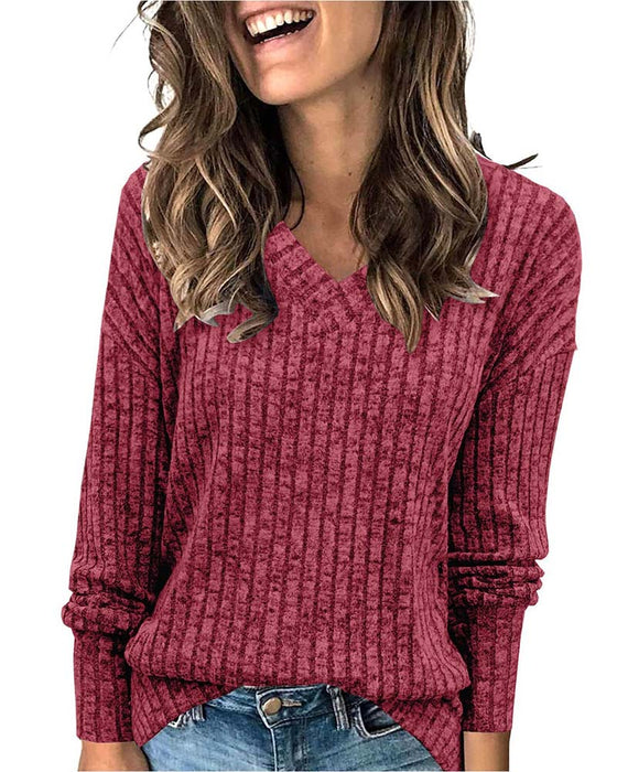 V‑Hals Lange‑Mouw Top