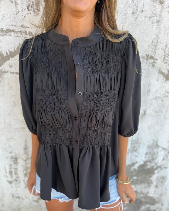 Blouse Casual Mode Korte Mouwen Effen