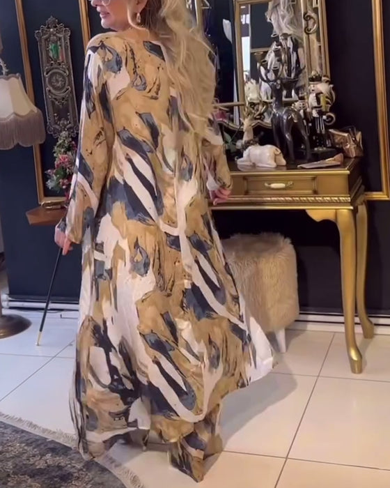 Elegante tweedelige set met onregelmatige print