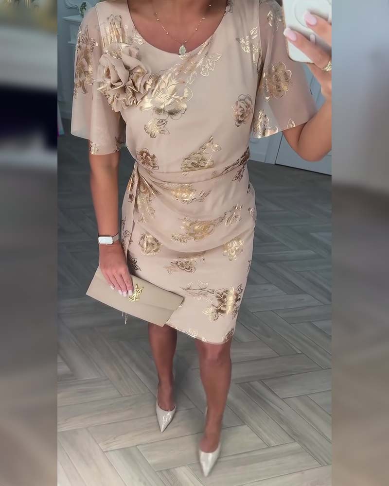 Jurk Bronserend Tailleaccentuerend Elegant