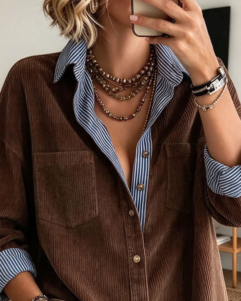 Shirt Knoop-Revers Fake Twee Delig