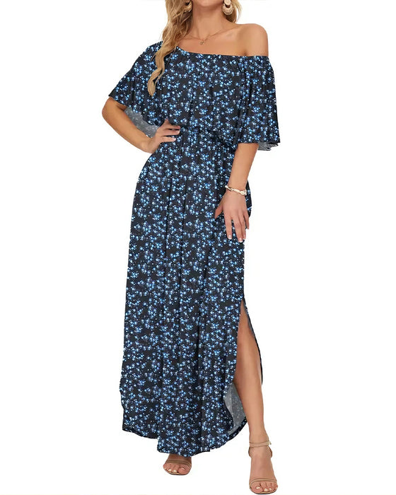 Jurk Elegant Inktwasbehandeling Bloemen Maxi