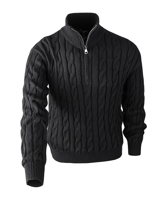 Herenpullover Effen Kleur Vlechtpatroon Rits