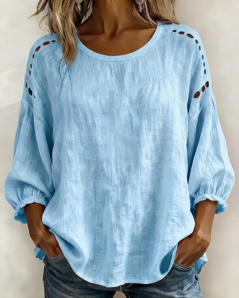 Blouse Uitgesneden Katoen En Linnen