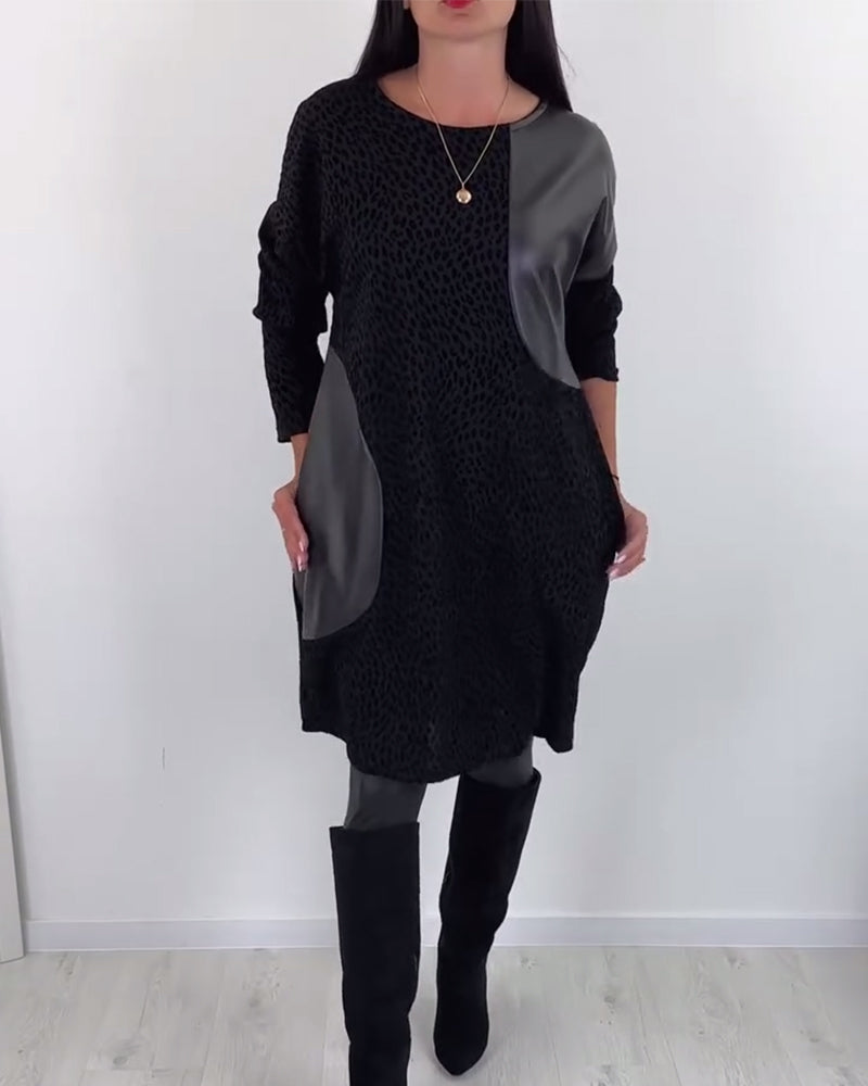 Elegante jurk met ronde hals en panelen