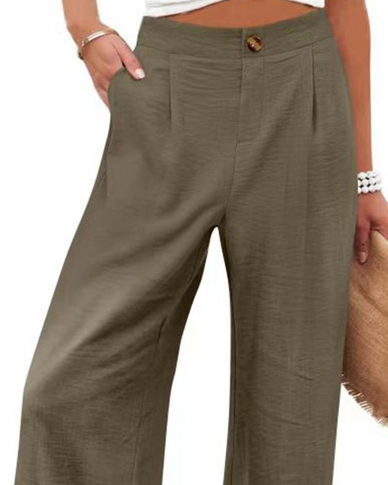 Broek Knoop Elastische Taille Wijd