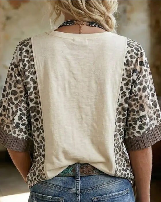 T-Shirt Luipaard Patchwork Kant