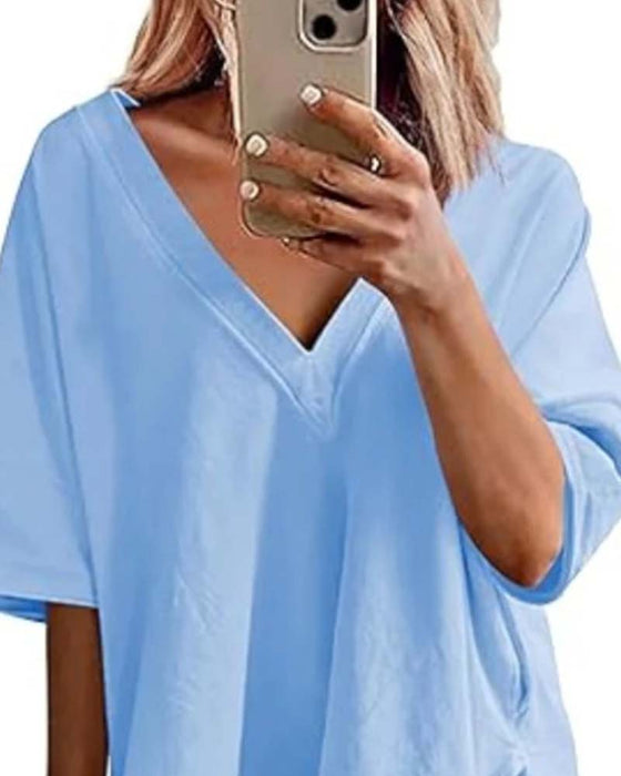 Tweedelig Set Effen V-Hals Sportkleding