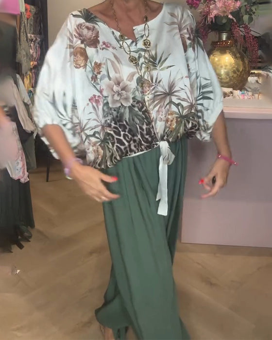 Blouse Vleermuis Mouw Afdruk Los