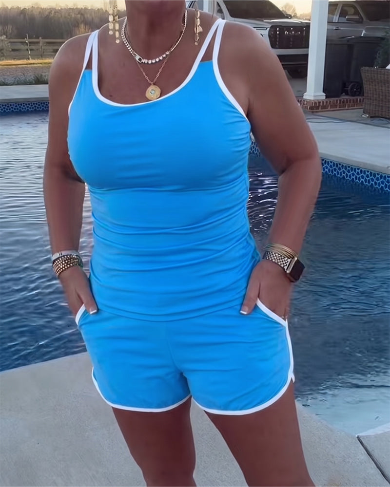 Tankini Met Contrast Kleur Bies En Afwerking