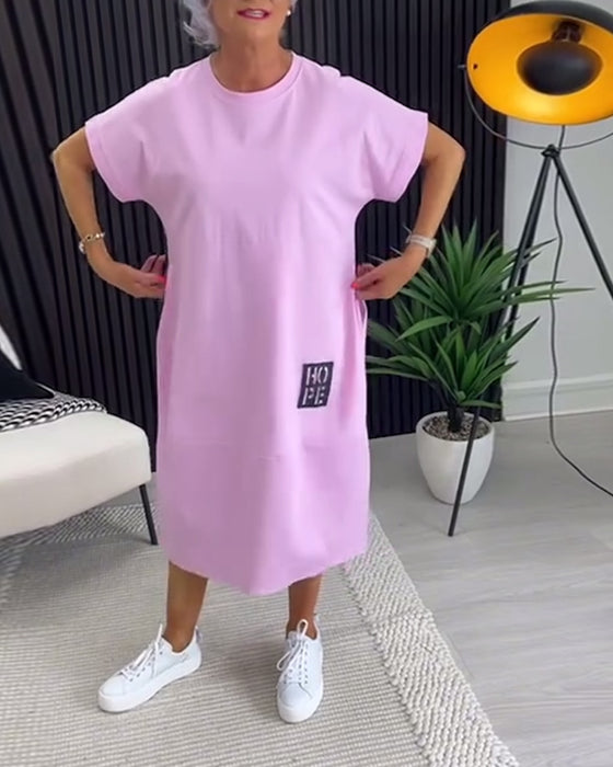 Jurk Korte Mouw Casual Recht Zak